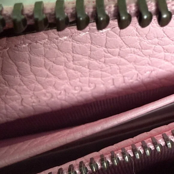 Gucci Bamboo GG Pink Leather Zip Around Long Wallet 739499 AABXM 5823
